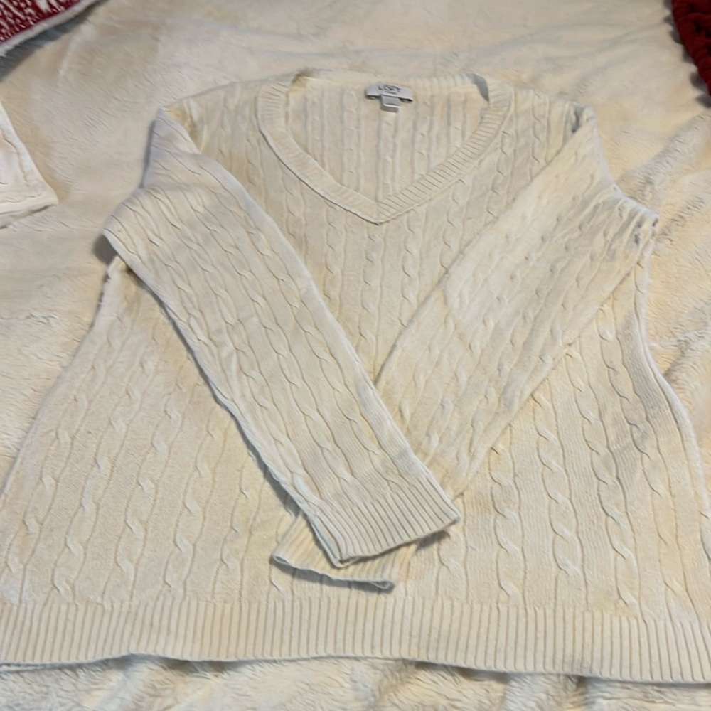 Cream Cable Knit Sweater by Ann Taylor Loft